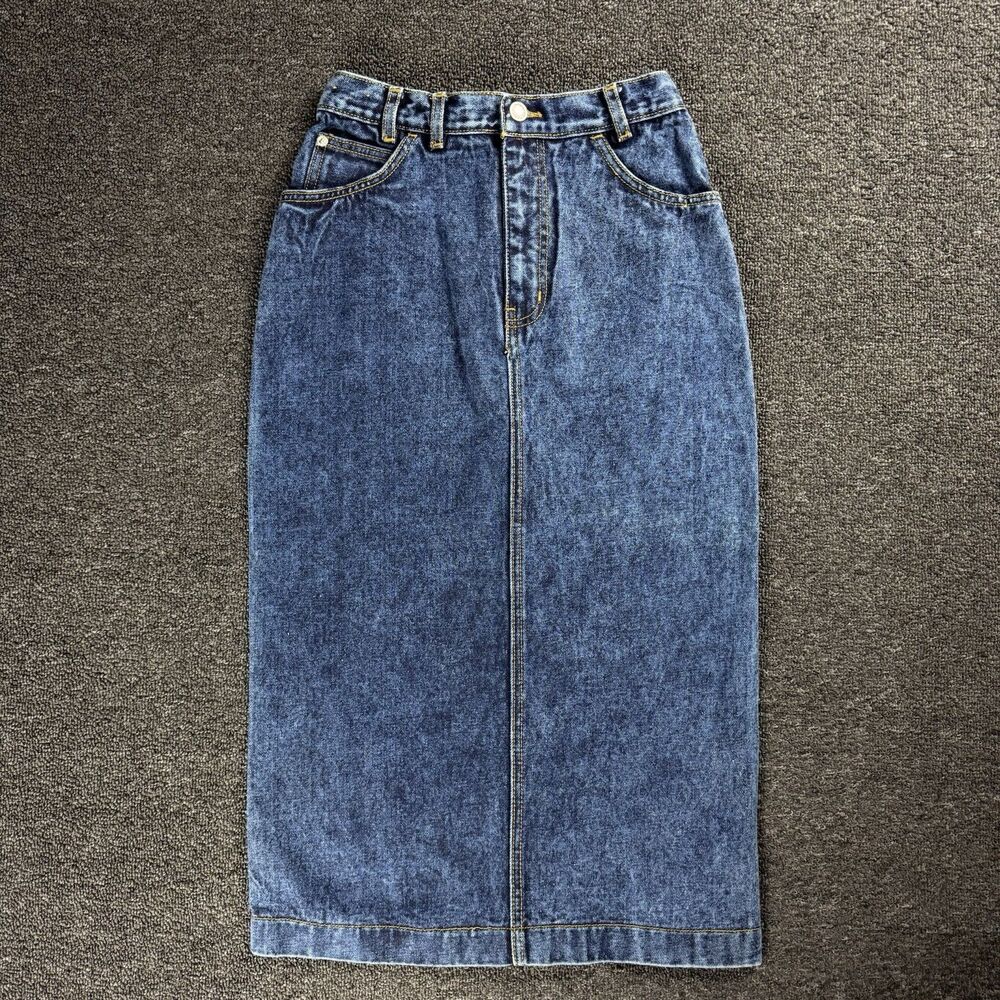 Jordache Jean Skirt Women 5/6 Blue Acid Wash High Waist 90s Casual Denim Vintage